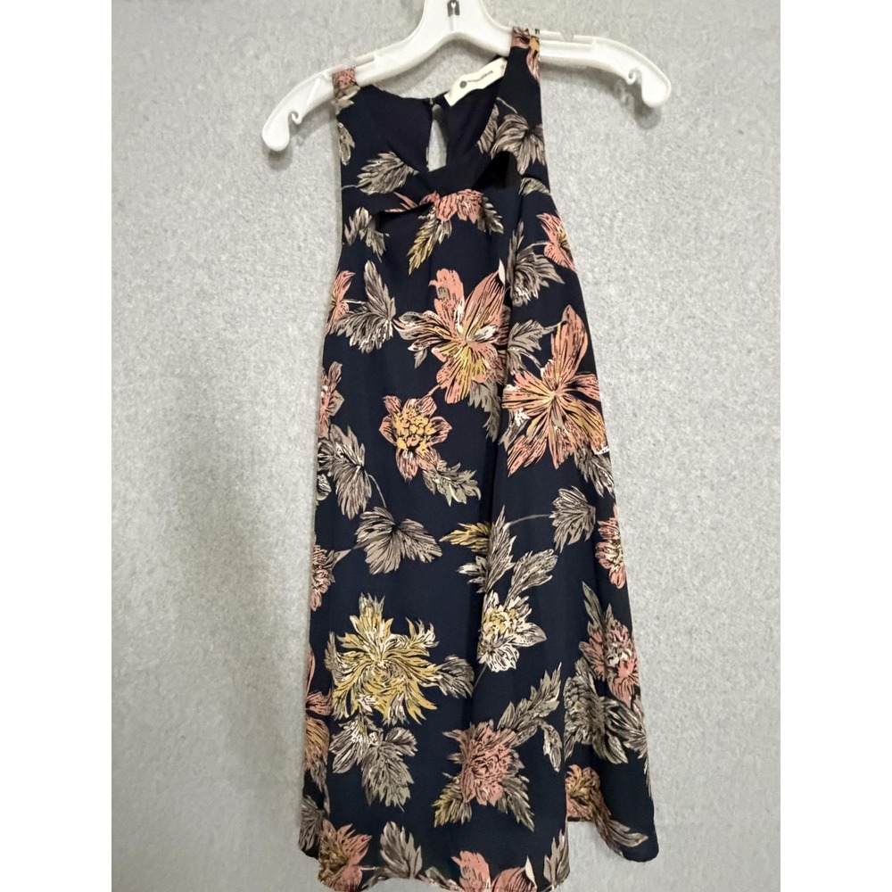 The Impeccable Pig Dress Womens S Blue Floral High Neck Swing Short Sundress